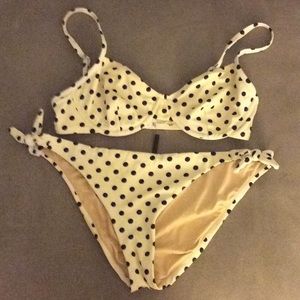 J crew polka dot bikini top and bottom set